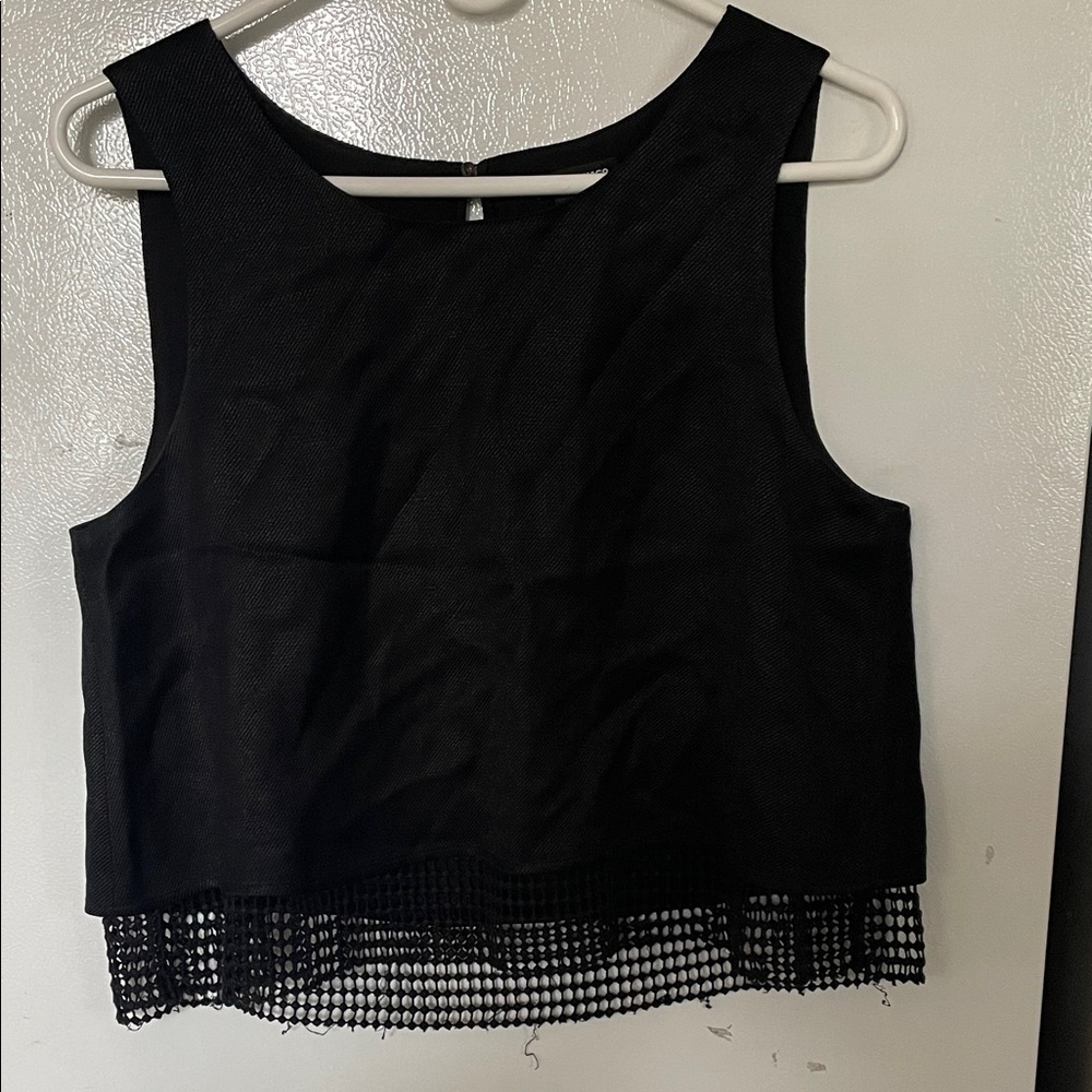Club Monaco Medium Black Tank Linen‎ Blend Top